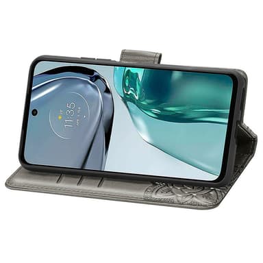 SKALO Motorola Moto G62 5G Mandala Butterfly Flip Cover - Grå