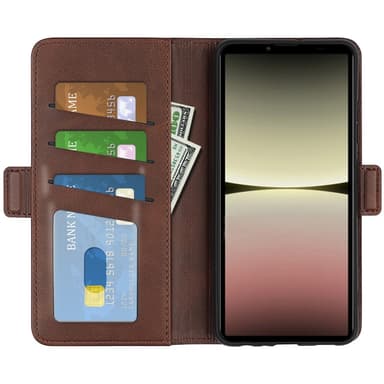 SKALO Sony Xperia 10 V Premium Wallet Flip Cover - Brun