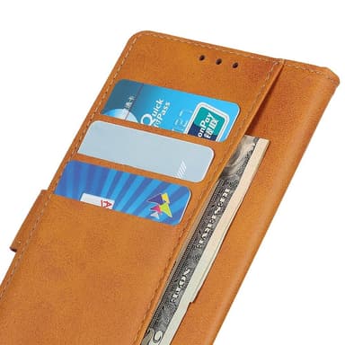 SKALO OnePlus 10T 5G Flip Cover m. pung i PU-læder - Brun
