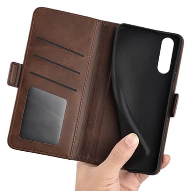 SKALO Sony Xperia 10 V Premium Wallet Flip Cover - Brun