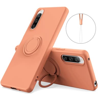 SKALO Sony Xperia 10 V Ultratynd silikonecover med ring - Orange
