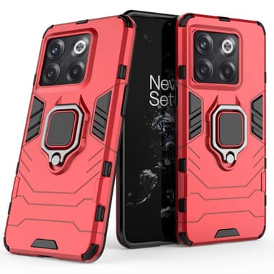 SKALO OnePlus 10T 5G Armor Hybrid metal ring cover - Rød