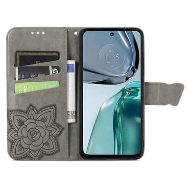 SKALO Motorola Moto G62 5G Mandala Butterfly Flip Cover - Grå