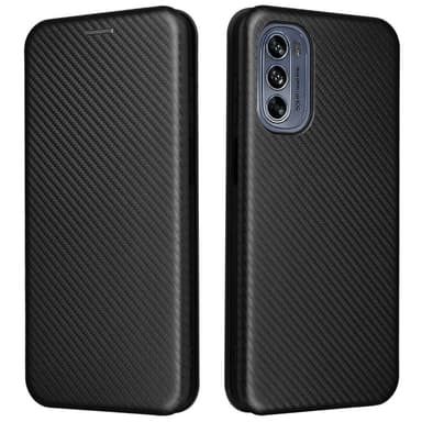 SKALO Motorola Moto G62 5G Carbon Fiber Pungetui - Sort