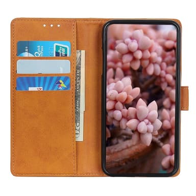 SKALO OnePlus 10T 5G Flip Cover m. pung i PU-læder - Brun