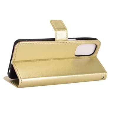 SKALO Motorola Moto G62 5G Crazy Horse Pungetui PU læder - Guld