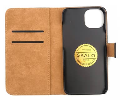 SKALO iPhone 14 Plus Flip Cover m. Pung i Ægte Læder - Rød