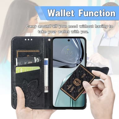 SKALO Motorola Moto G62 5G Mandala Butterfly Flip Cover - Grå