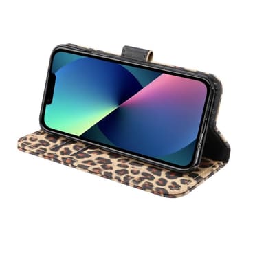 SKALO iPhone 13 Mini Leopardmønstret pungetui i PU-læder