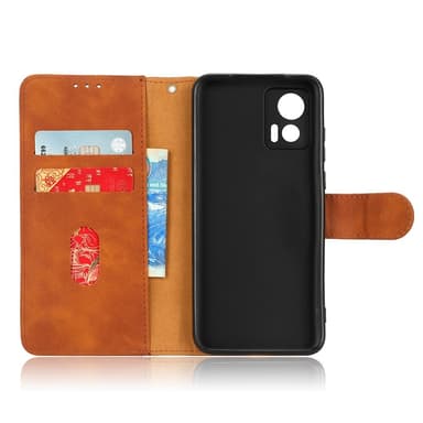 SKALO Motorola Edge 30 Neo 5G Matt PU-læderpungetui - Brun