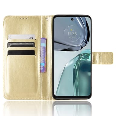 SKALO Motorola Moto G62 5G Crazy Horse Pungetui PU læder - Guld