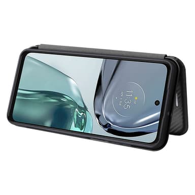 SKALO Motorola Moto G62 5G Carbon Fiber Pungetui - Sort