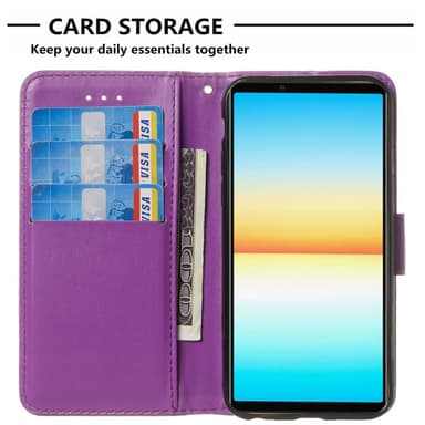 SKALO Sony Xperia 10 V Flip Cover m. pung i PU-læder - Lilla