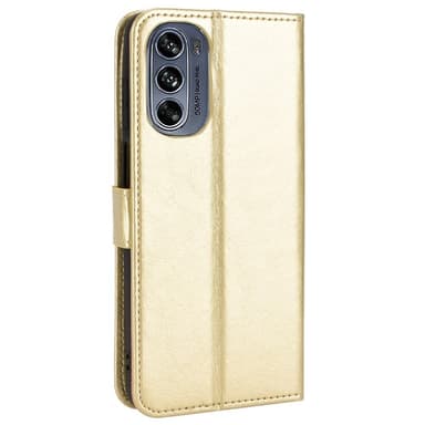 SKALO Motorola Moto G62 5G Crazy Horse Pungetui PU læder - Guld