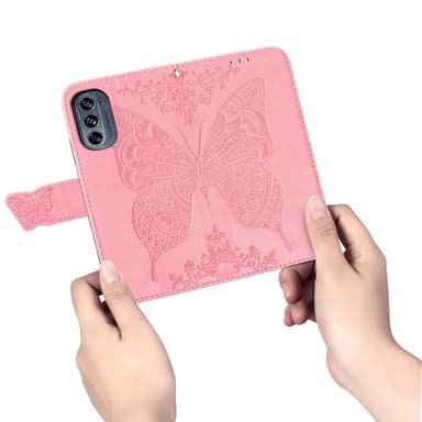 SKALO Motorola Moto G62 5G Mandala Butterfly Flip Cover - Pink