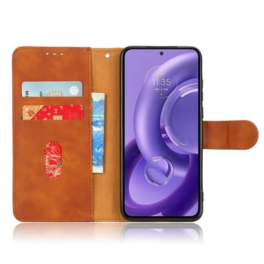 SKALO Motorola Edge 30 Neo 5G Matt PU-læderpungetui - Brun