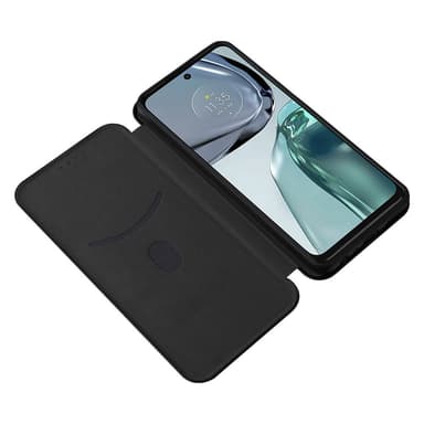 SKALO Motorola Moto G62 5G Carbon Fiber Pungetui - Sort