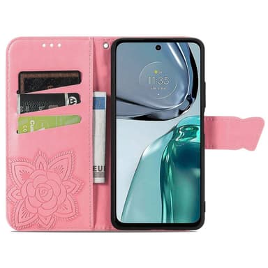 SKALO Motorola Moto G62 5G Mandala Butterfly Flip Cover - Pink