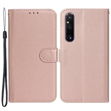 SKALO Sony Xperia 1 V Flip Cover m. pung i PU-læder - Rosa guld
