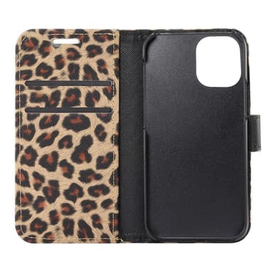 SKALO iPhone 13 Mini Leopardmønstret pungetui i PU-læder