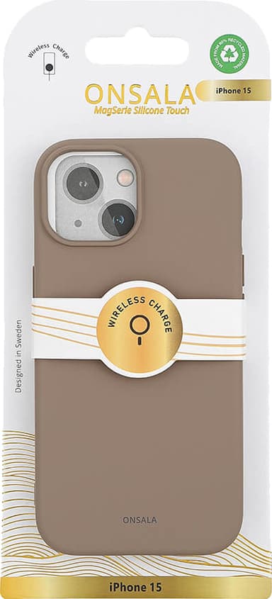 Onsala iPhone 15 silikoneetui (beige)
