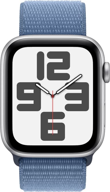 Apple Watch SE 2nd Gen 44mm GPS (Sølv Alu/Vinter blå sportsrem)