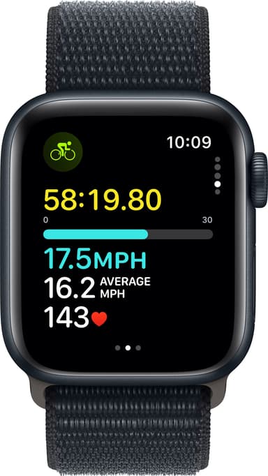 Apple Watch SE 2nd Gen 40mm GPS (Midnat Alu/Midnat sportsrem)