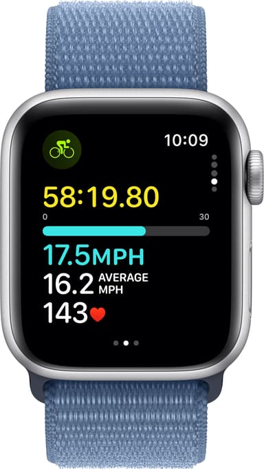Apple Watch SE 2nd Gen 40mm GPS (Sølv Alu/Vinter blå sportsrem)