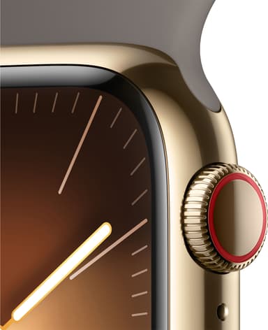 Apple Watch S9 45mm GPS+CEL (Gold Stainless/Clay Sportsbånd) S/M