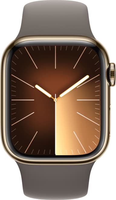 Apple Watch S9 45mm GPS+CEL (Gold Stainless/Clay Sportsbånd) S/M
