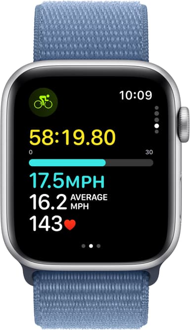 Apple Watch SE 2nd Gen 44mm GPS (Sølv Alu/Vinter blå sportsrem)