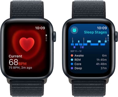 Apple Watch SE 2nd Gen 44mm GPS (Midnat Alu/Midnat sportsrem)