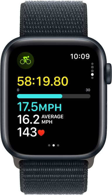 Apple Watch SE 2nd Gen 44mm GPS (Midnat Alu/Midnat sportsrem)