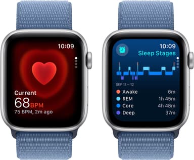 Apple Watch SE 2nd Gen 44mm GPS (Sølv Alu/Vinter blå sportsrem)