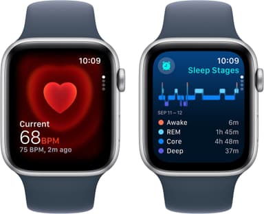 Apple Watch SE 2nd Gen 44mm GPS (Sølv Alu/Storm blå sportsrem M/L)