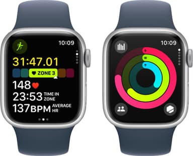 Apple Watch S9 45mm GPS+CEL (Silver Alu/Storm Blue Sportsbånd) S/M