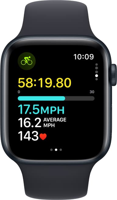 Apple Watch SE 2nd Gen 44mm GPS (Midnat Alu/Midnat sportsrem M/L)
