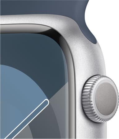 Apple Watch S9 45mm GPS (Silvert Alu/Storm Blue Sportsbånd) M/L
