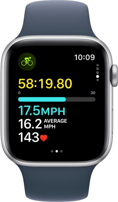 Apple Watch SE 2nd Gen 44mm LTE (Sølv Alu/Storm blå sportsrem M/L)