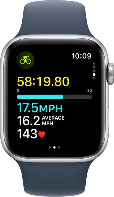 Apple Watch SE 2nd Gen 44mm GPS (Sølv Alu/Storm blå sportsrem M/L)