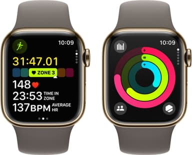 Apple Watch S9 45mm GPS+CEL (Gold Stainless/Clay Sportsbånd) S/M