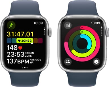 Apple Watch S9 45mm GPS (Silvert Alu/Storm Blue Sportsbånd) M/L