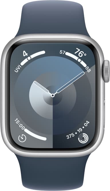 Apple Watch S9 45mm GPS+CEL (Silver Alu/Storm Blue Sportsbånd) S/M