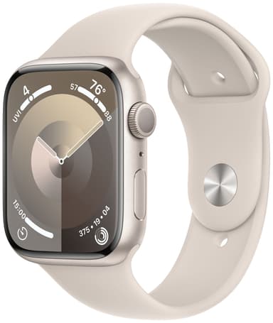 Apple Watch S9 45mm GPS (Starlight Alu/Starlight Sports-bånd) S/M