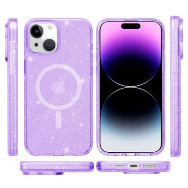SKALO iPhone 15 Glitter Magnetic Ring TPU Cover - Lilla