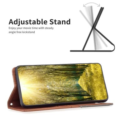iPhone 15 Pro BINFEN COLOR Præget Flip Cover - Brun