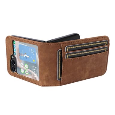 SKALO Samsung Z Flip5 PU-læder Kortholder Cover - Brun