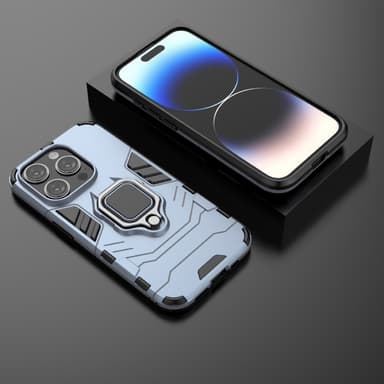 SKALO iPhone 15 Pro Max Armor Hybrid metal ring cover - Blå