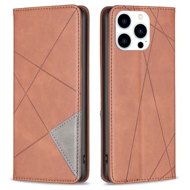 iPhone 15 Pro BINFEN COLOR Præget Flip Cover - Brun