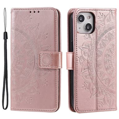 SKALO iPhone 15 Mandala Flip Cover - Rosa guld